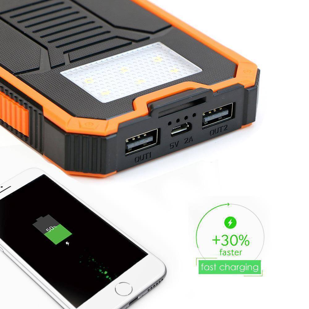 Solar Charger Power Bank 20000mAh with Built-in Flashlight