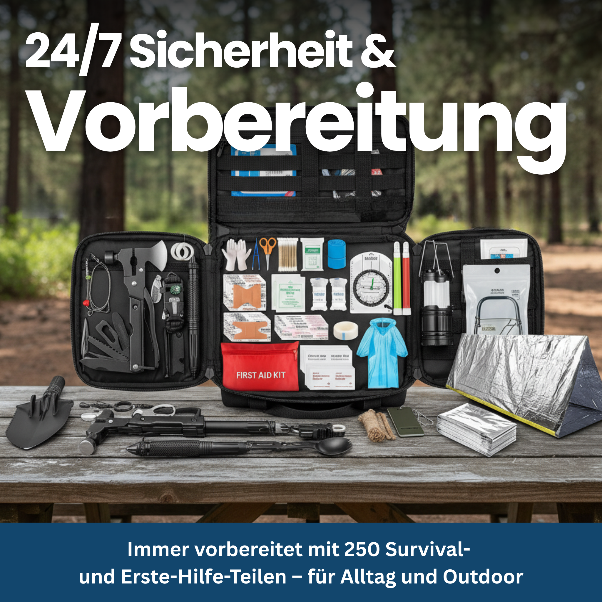 Survival Kit with 250 Essential Items for Professionals