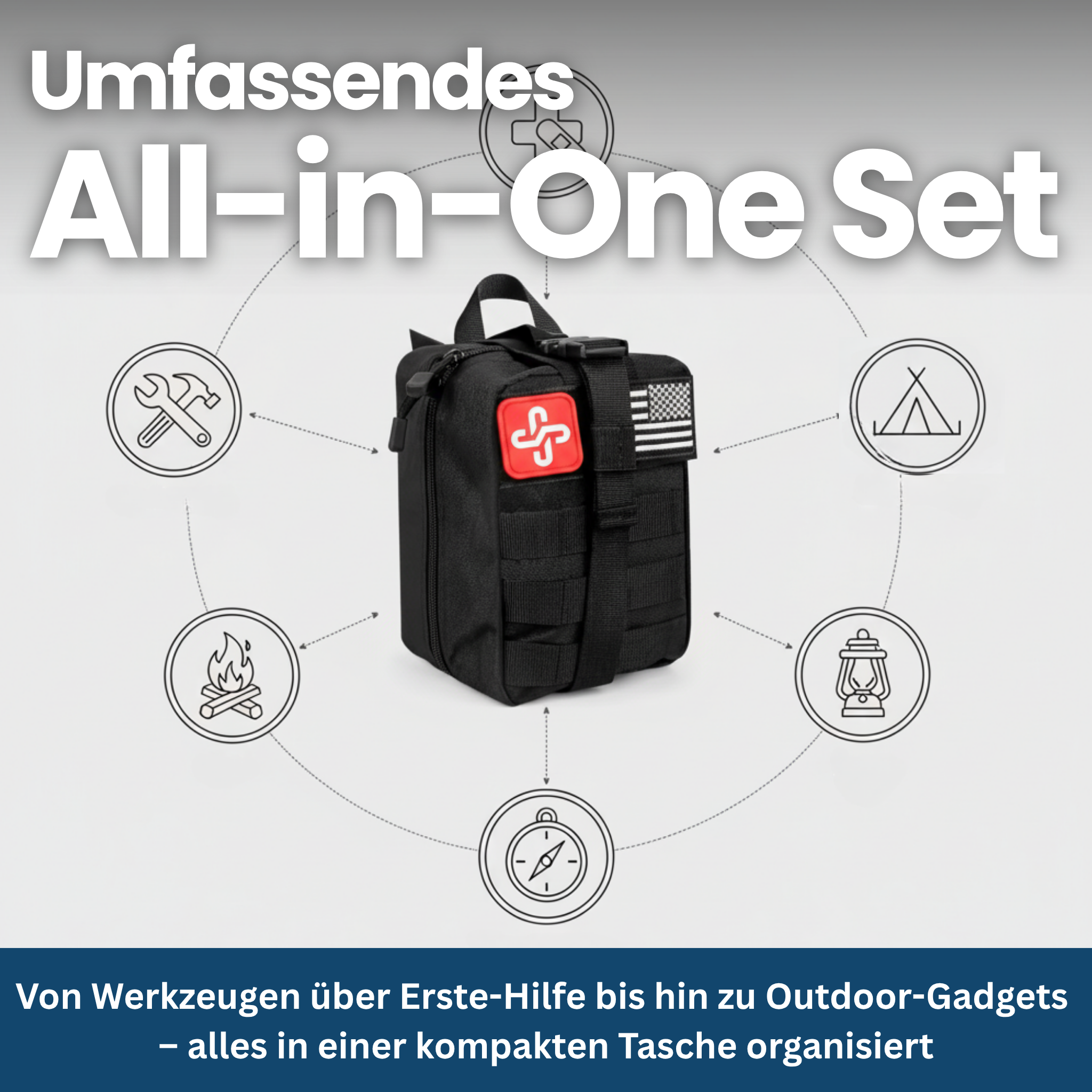 Survival Kit with 250 Essential Items for Professionals