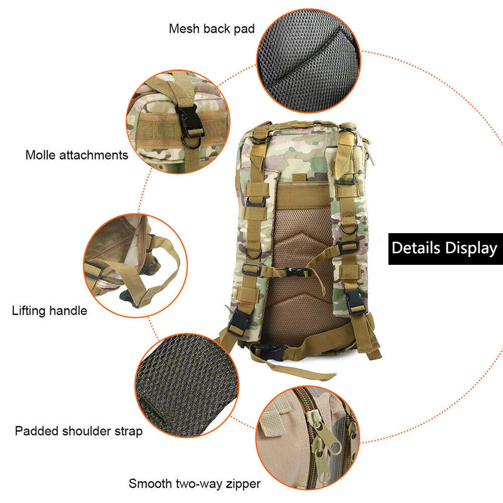 30L Tactical Rucksack - Waterproof Military Backpack