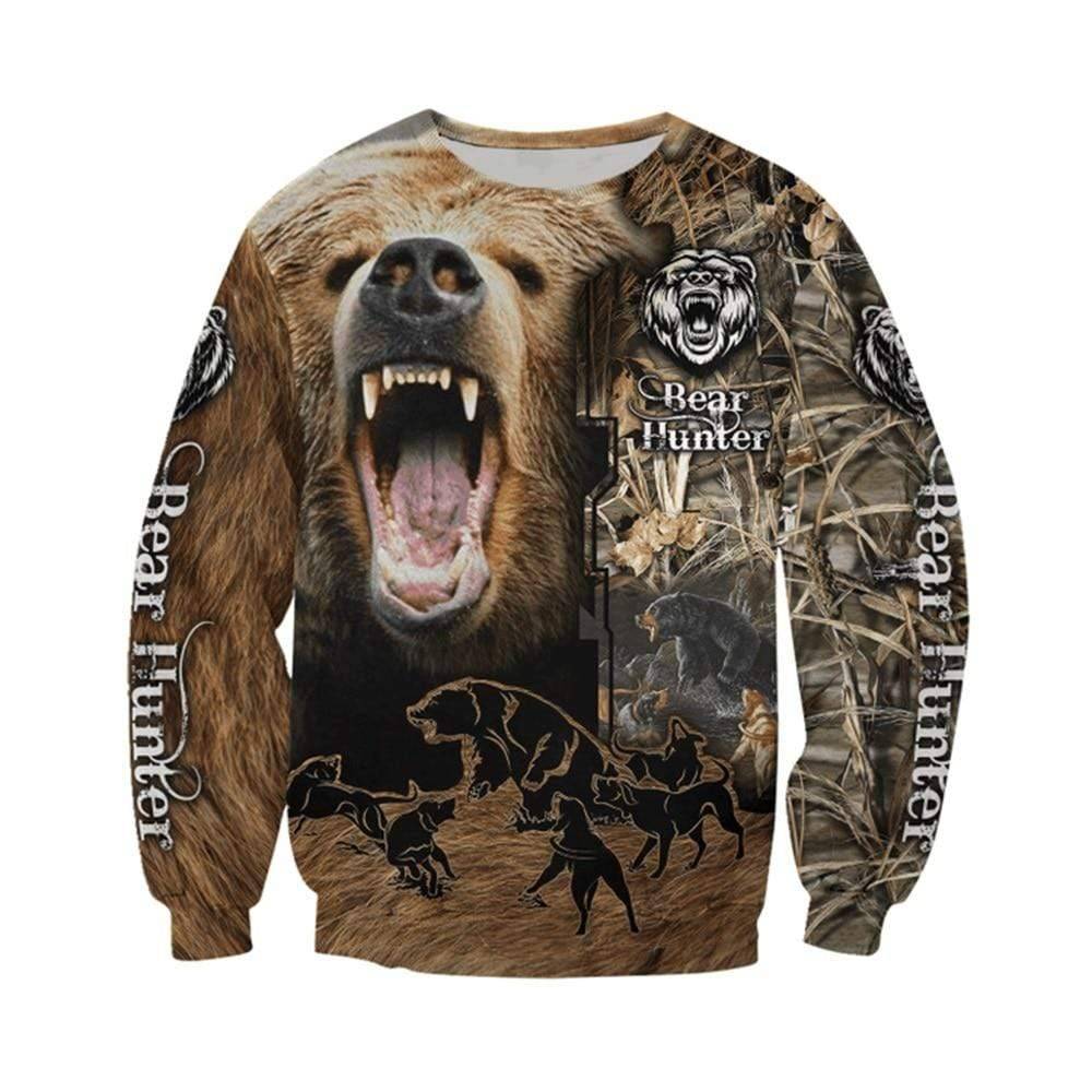 Hunting Hoodie and Sweatshirt with 3D Camouflage Bear Design
