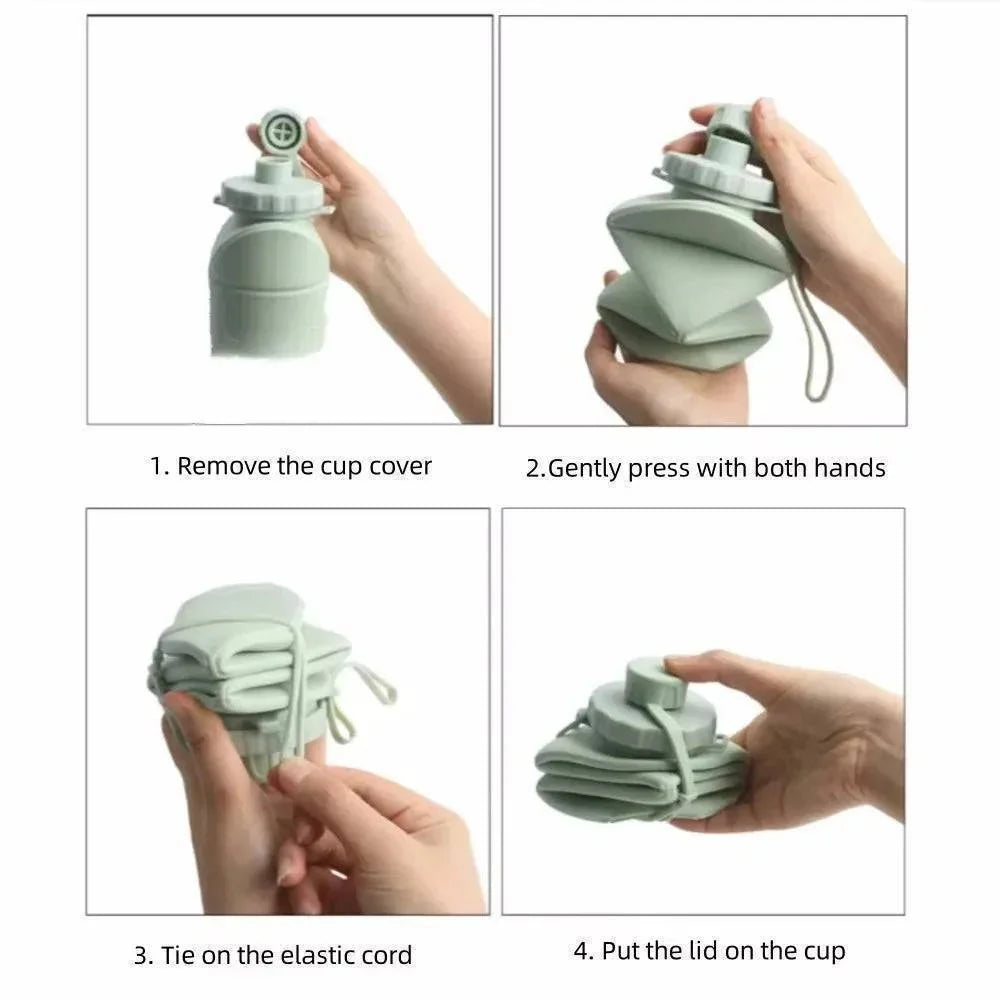 Silicone Water Bottle 600ml - Collapsible Travel Flask