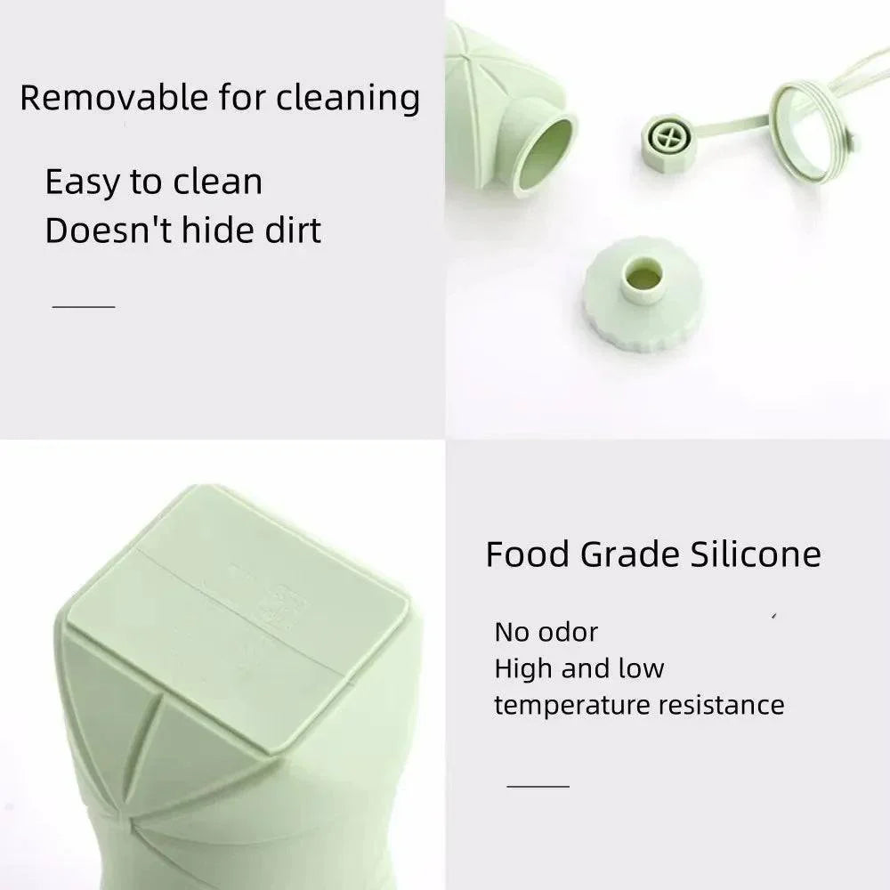 Silicone Water Bottle 600ml - Collapsible Travel Flask