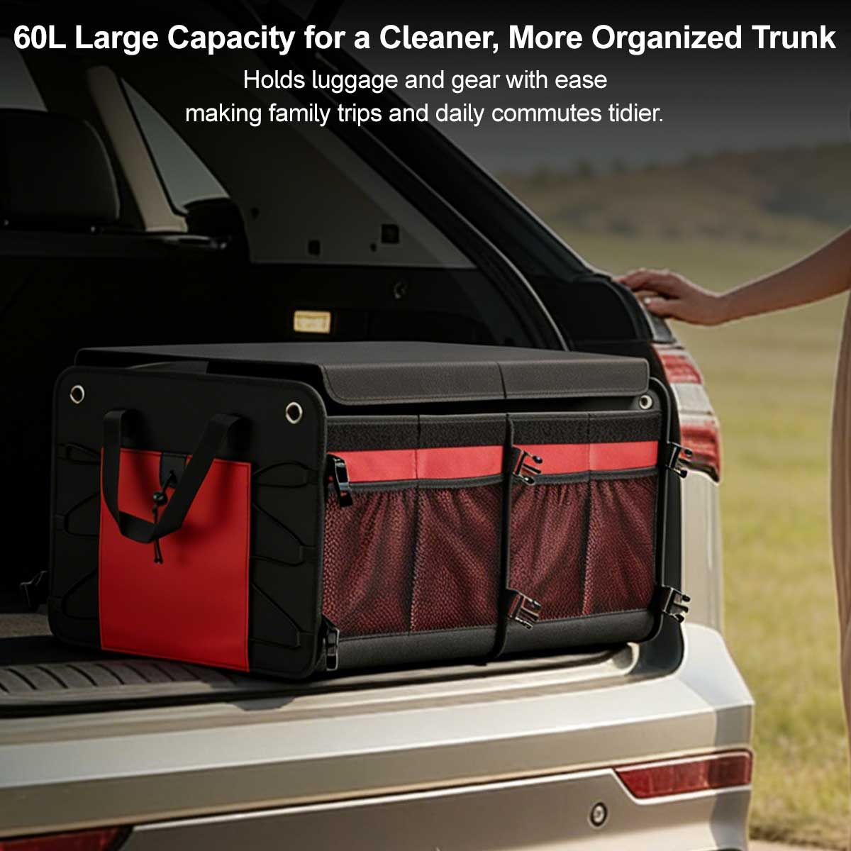 Collapsible 60L Vehicle Cargo Storage Organizer