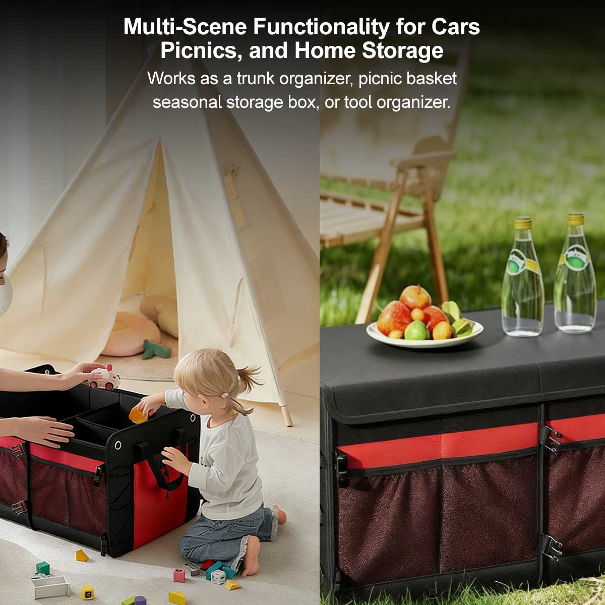 Collapsible 60L Vehicle Cargo Storage Organizer