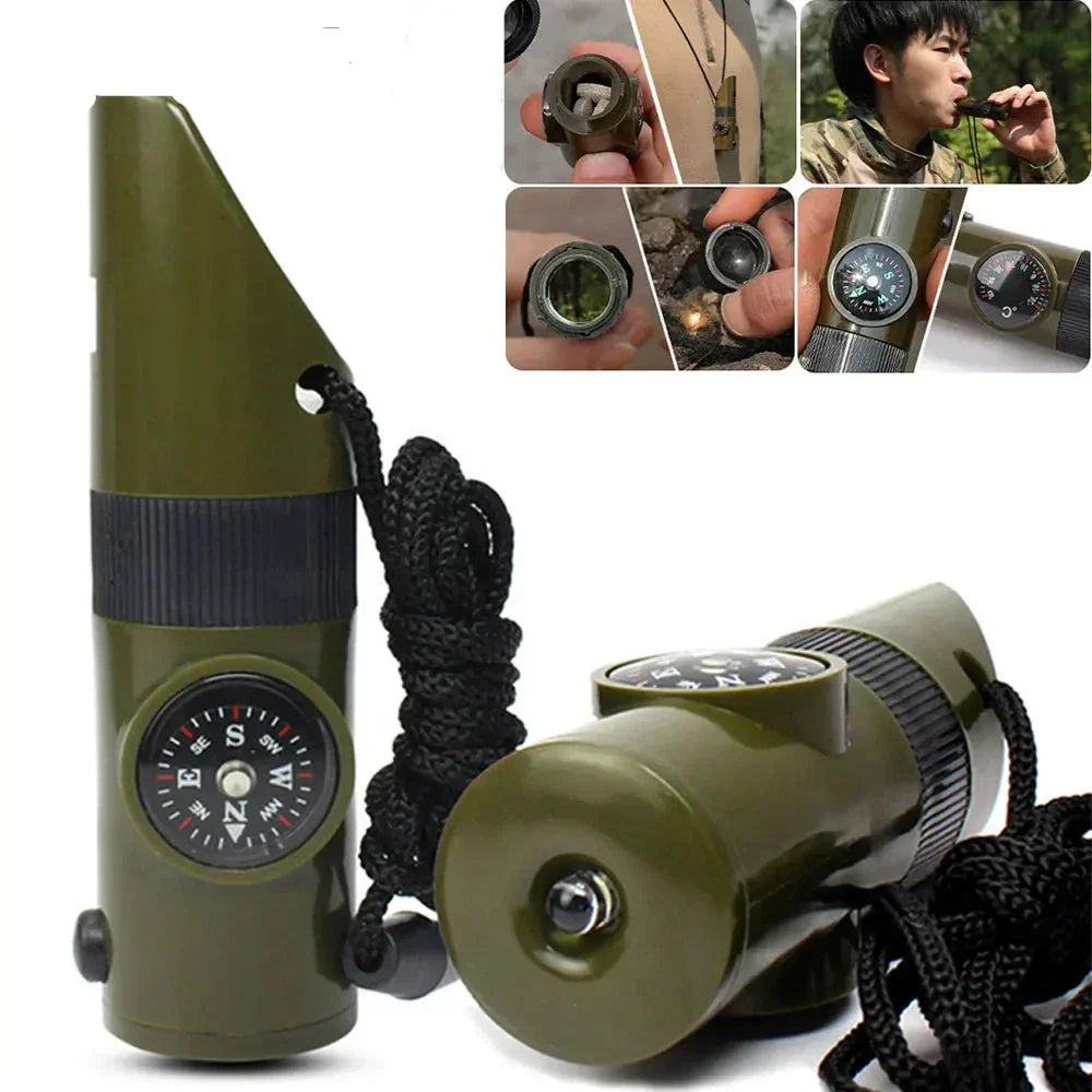 Multi-tool Survival Whistle with 7 Functions for Emergency Use