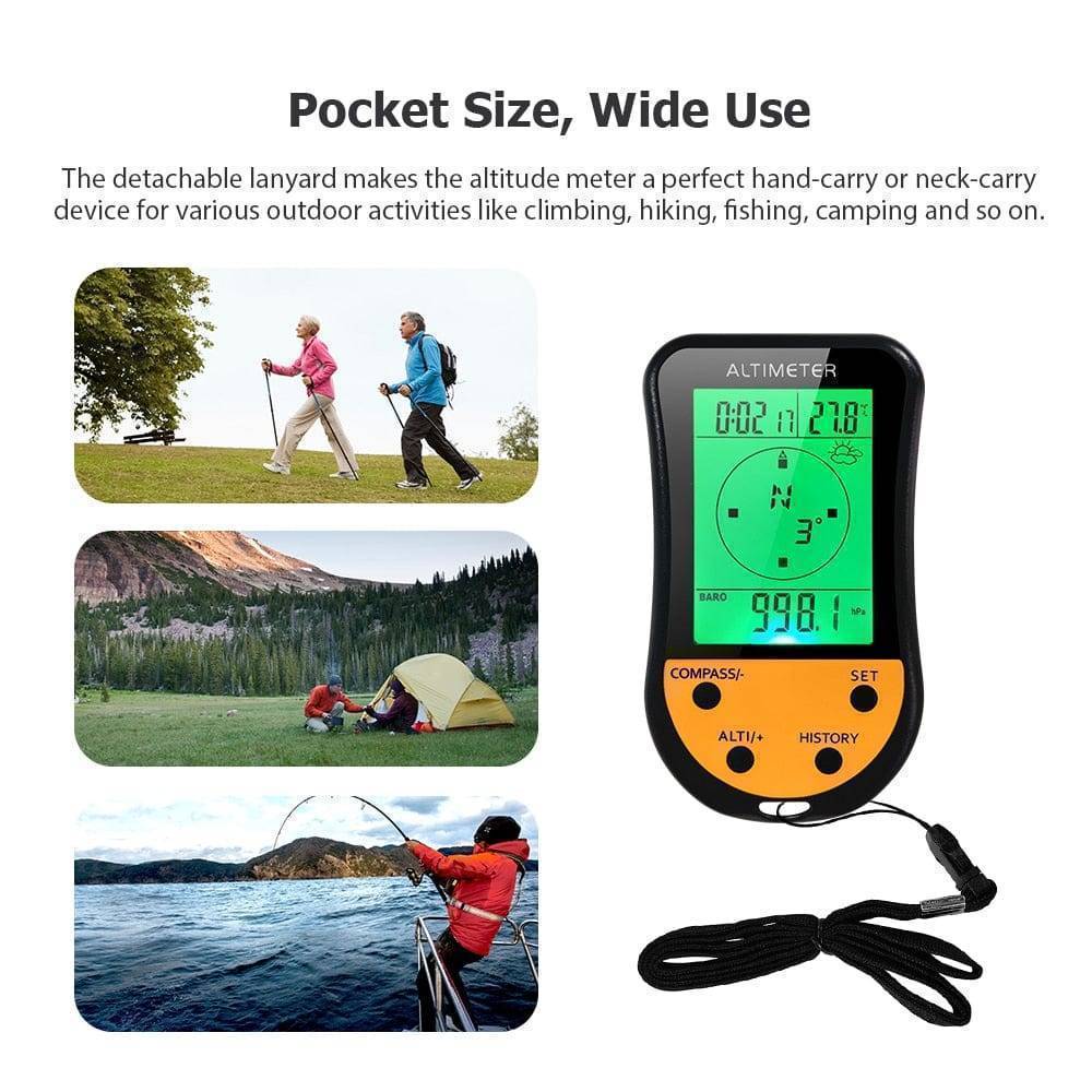 Digital Altimeter with Barometer, Compass, and 8 Functions