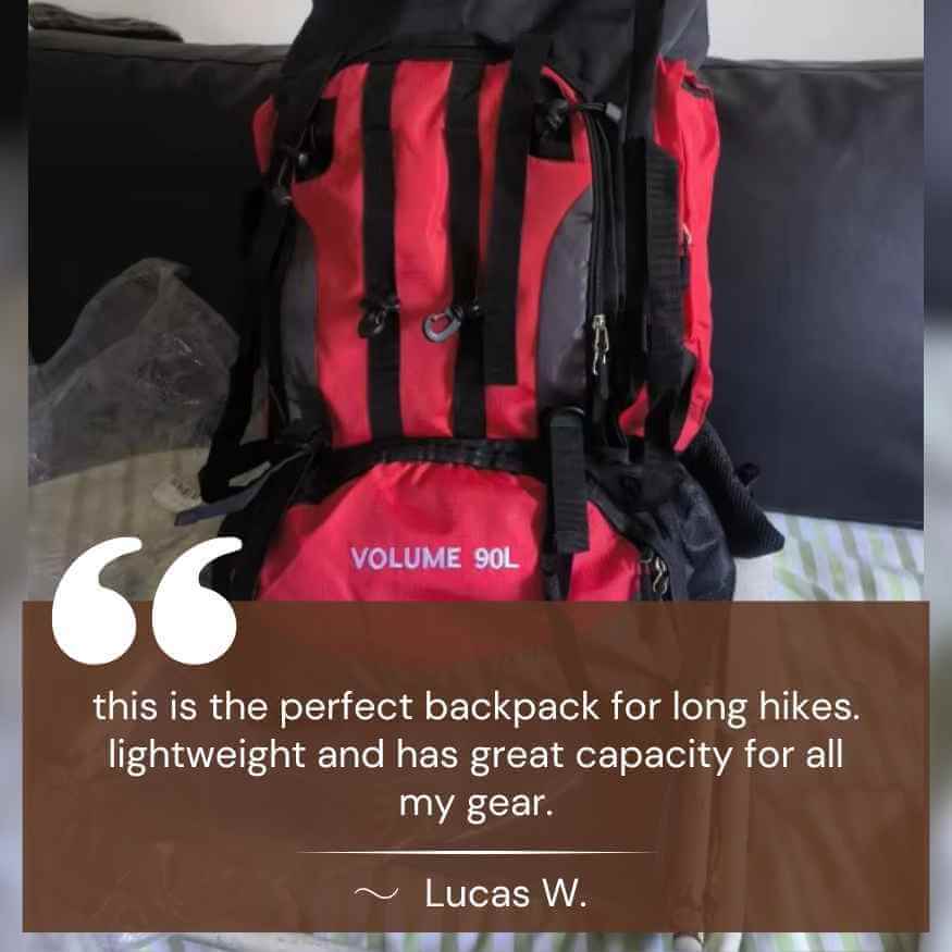 90L Waterproof Backpack for Hiking - Lightweight Design