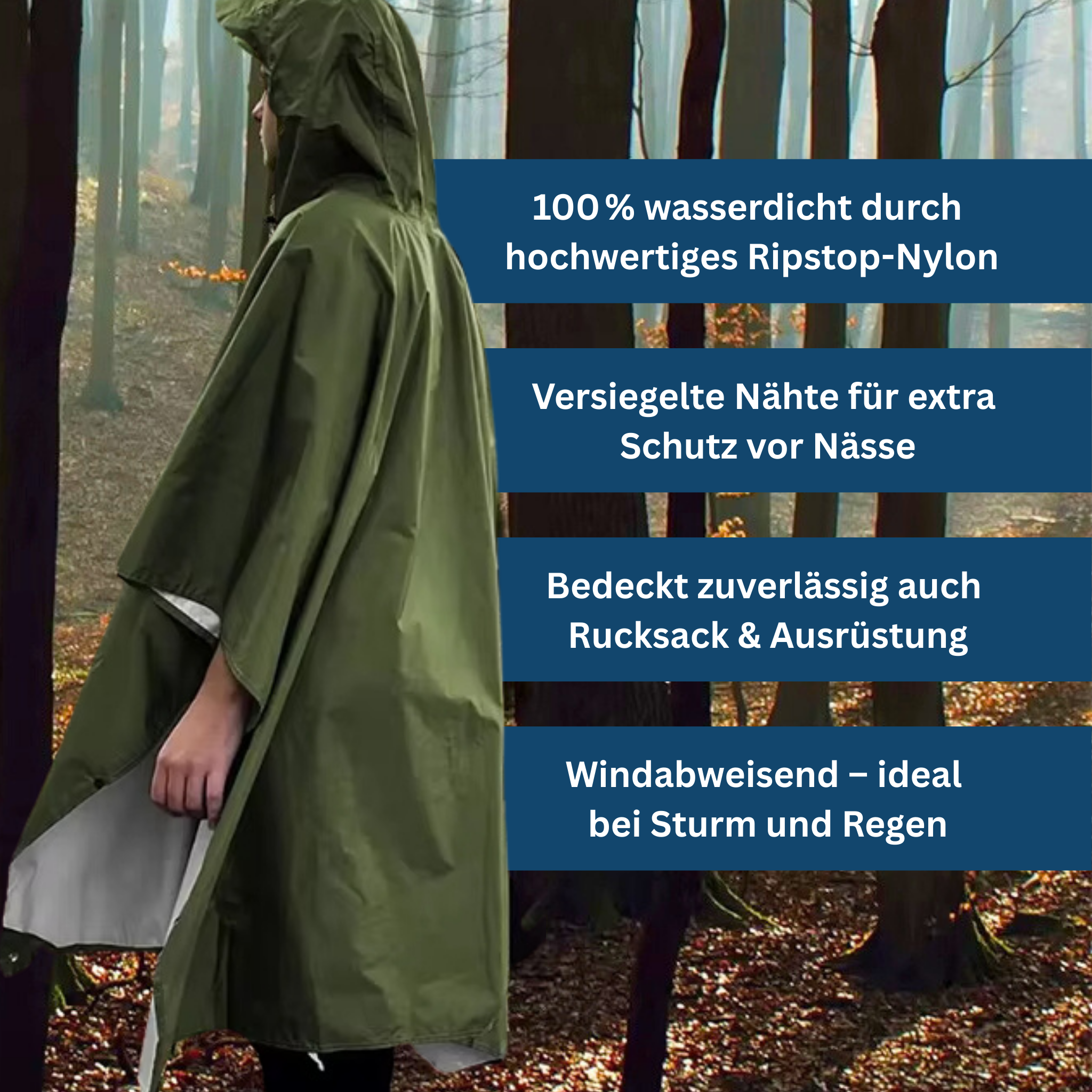 Versatile 3-in-1 Rain Poncho for All Seasons