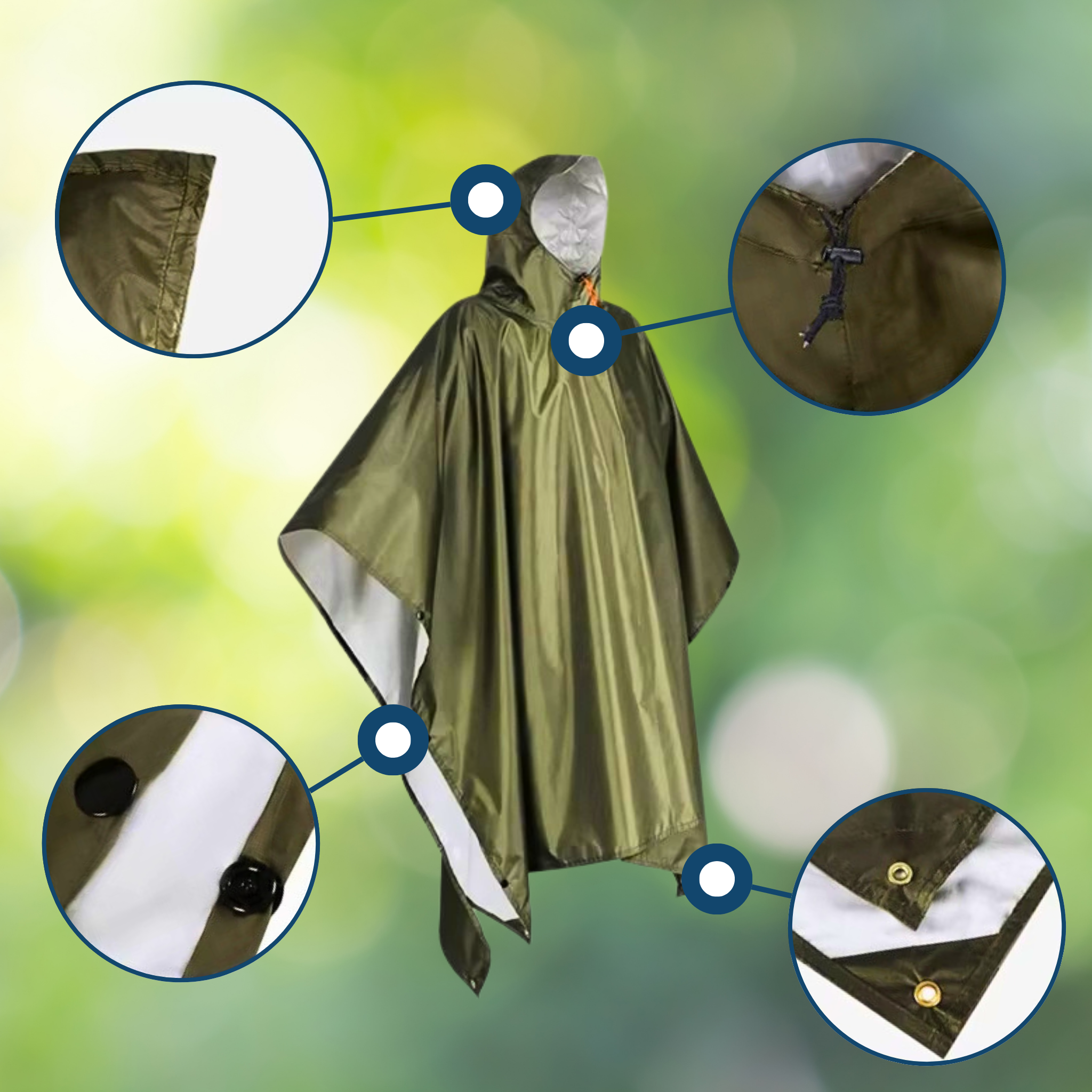 Versatile 3-in-1 Rain Poncho for All Seasons