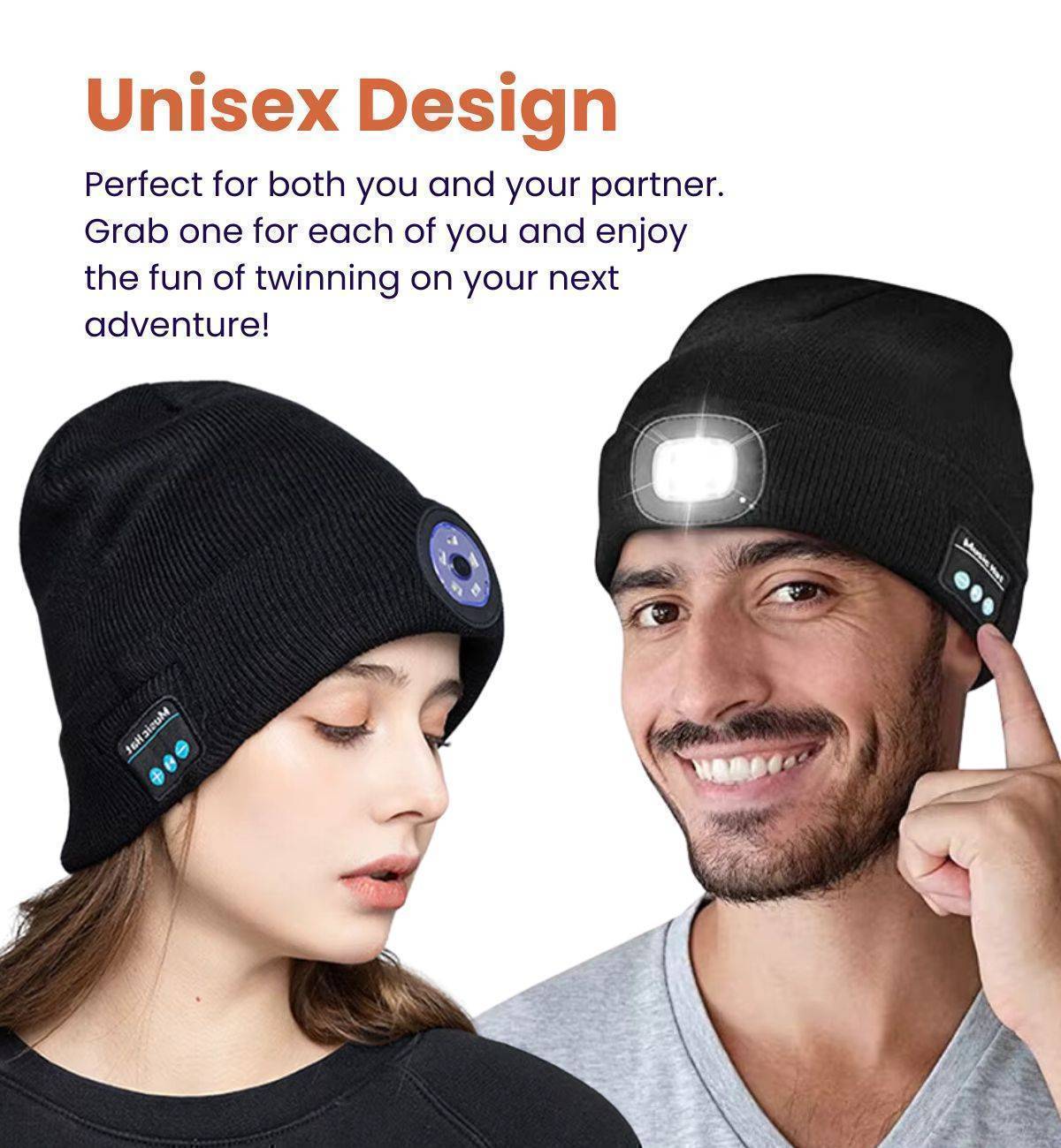 Wireless Beanie Hat with LED Lights and Bluetooth 5.0 Connectivity
