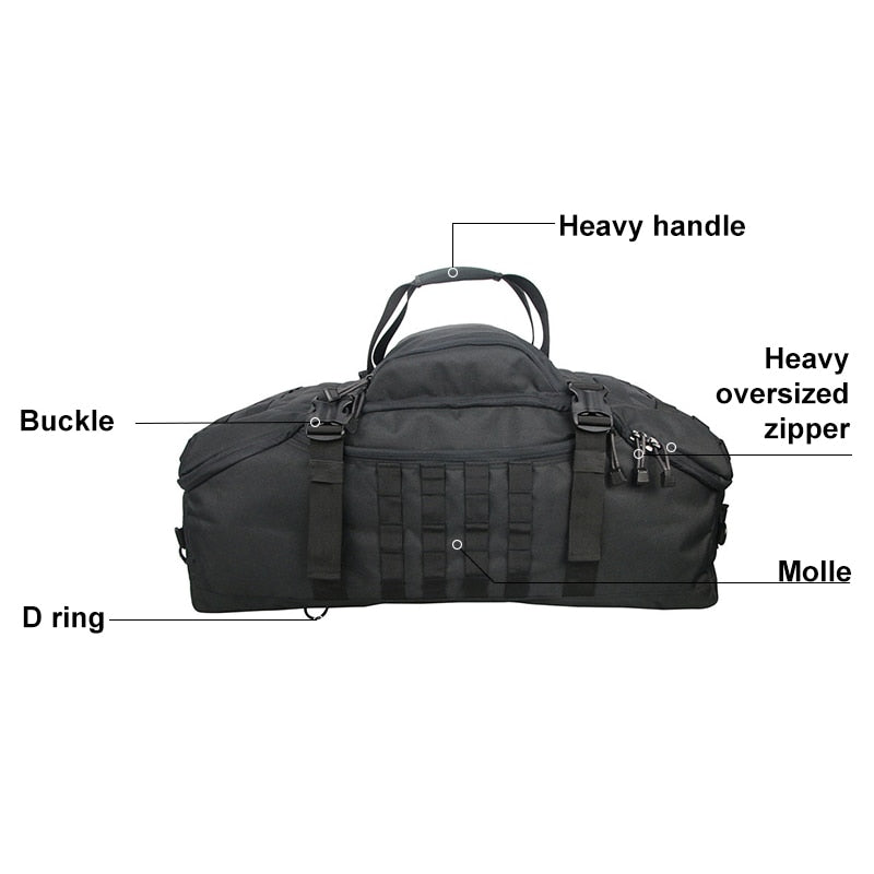Waterproof Military Duffel Backpack - 3-in-1 Travel Gym Bag