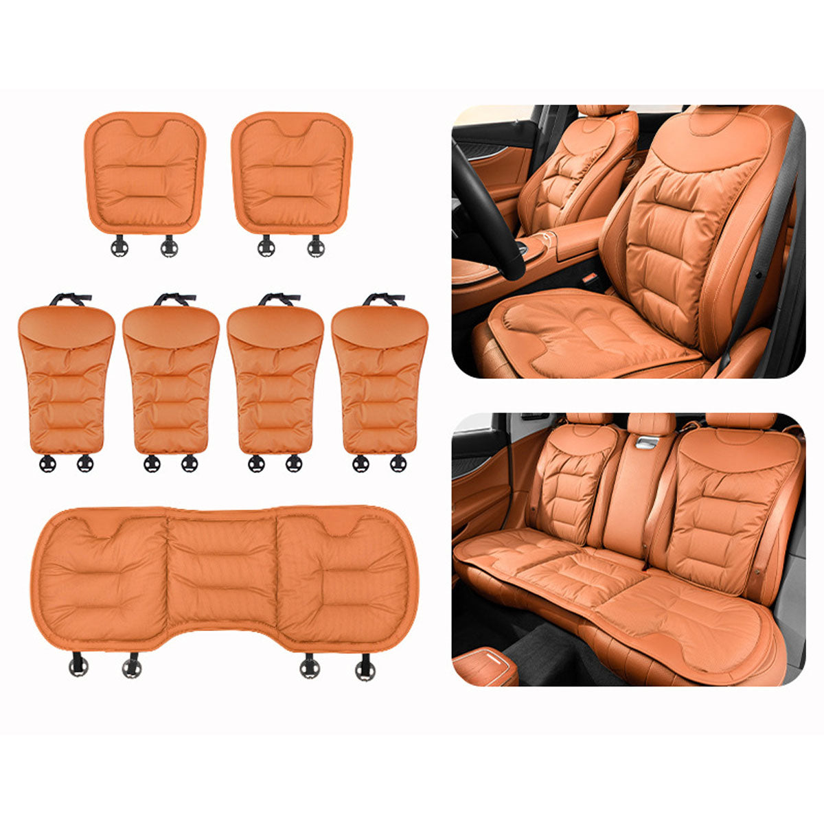 Complete Set of Breathable Leather Car Seat Covers in Napa Style