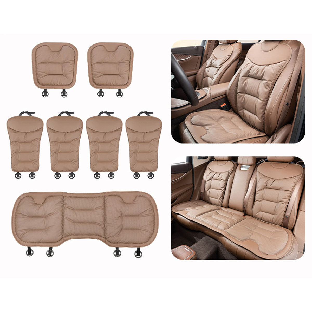 Complete Set of Breathable Leather Car Seat Covers in Napa Style