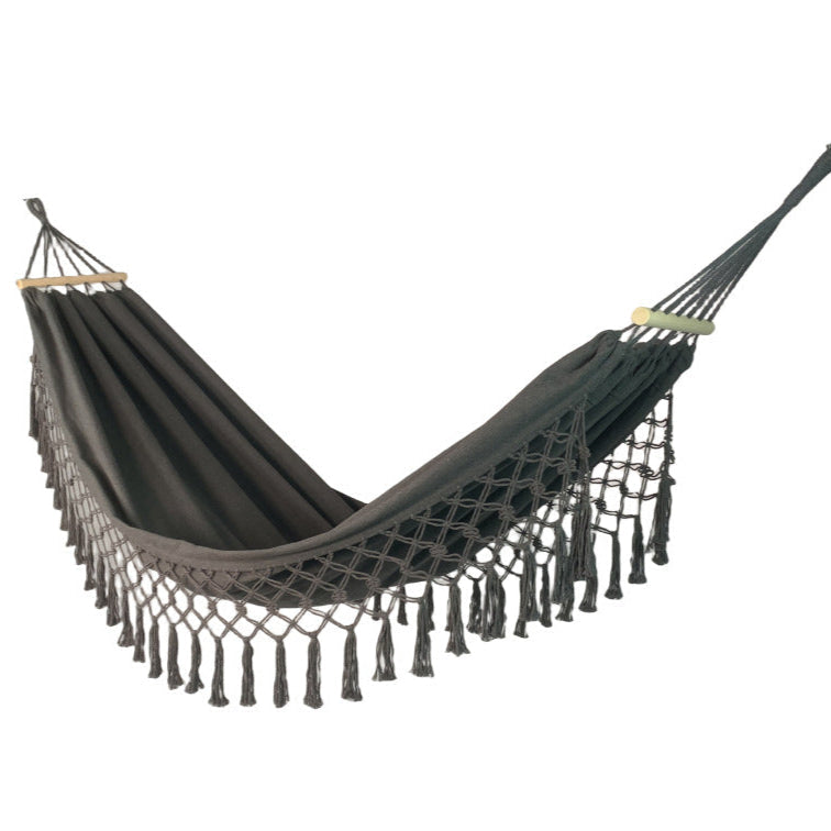 Wooden Post Hammock with Canvas Fabric and Anti-Rollover Feature