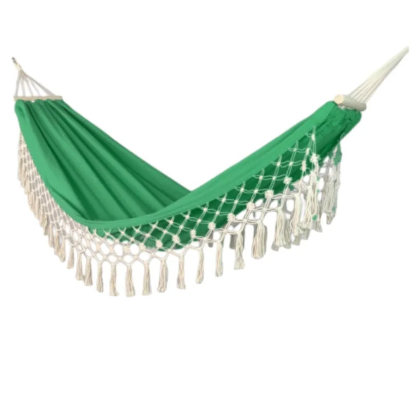 Wooden Post Hammock with Canvas Fabric and Anti-Rollover Feature