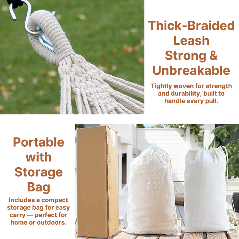 Wooden Post Hammock with Canvas Fabric and Anti-Rollover Feature