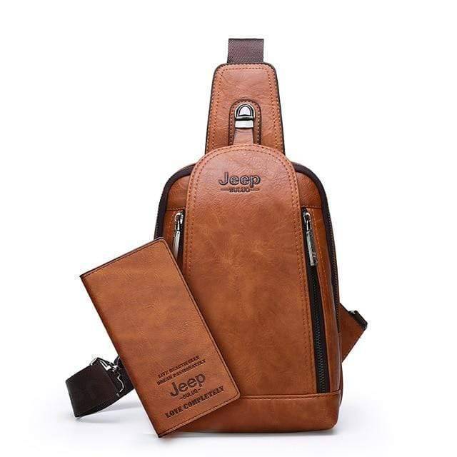 Travel and Hiking Sling Bag Made of Sturdy Leather