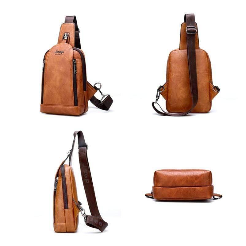 Travel and Hiking Sling Bag Made of Sturdy Leather