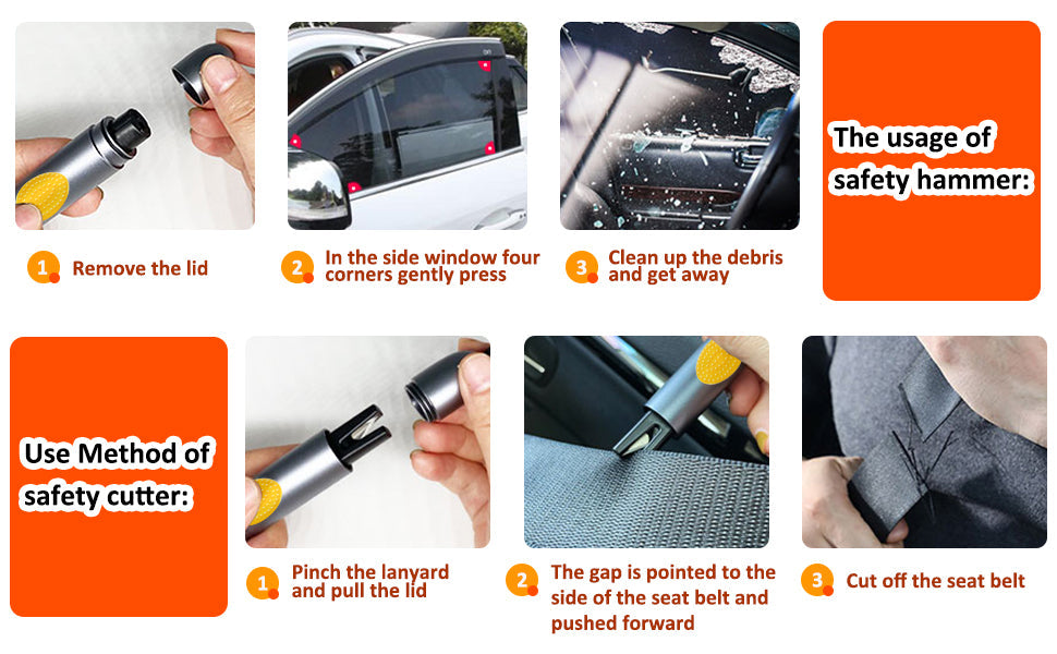 Car Safety Tool: Window Breaker and Seat Belt Cutter