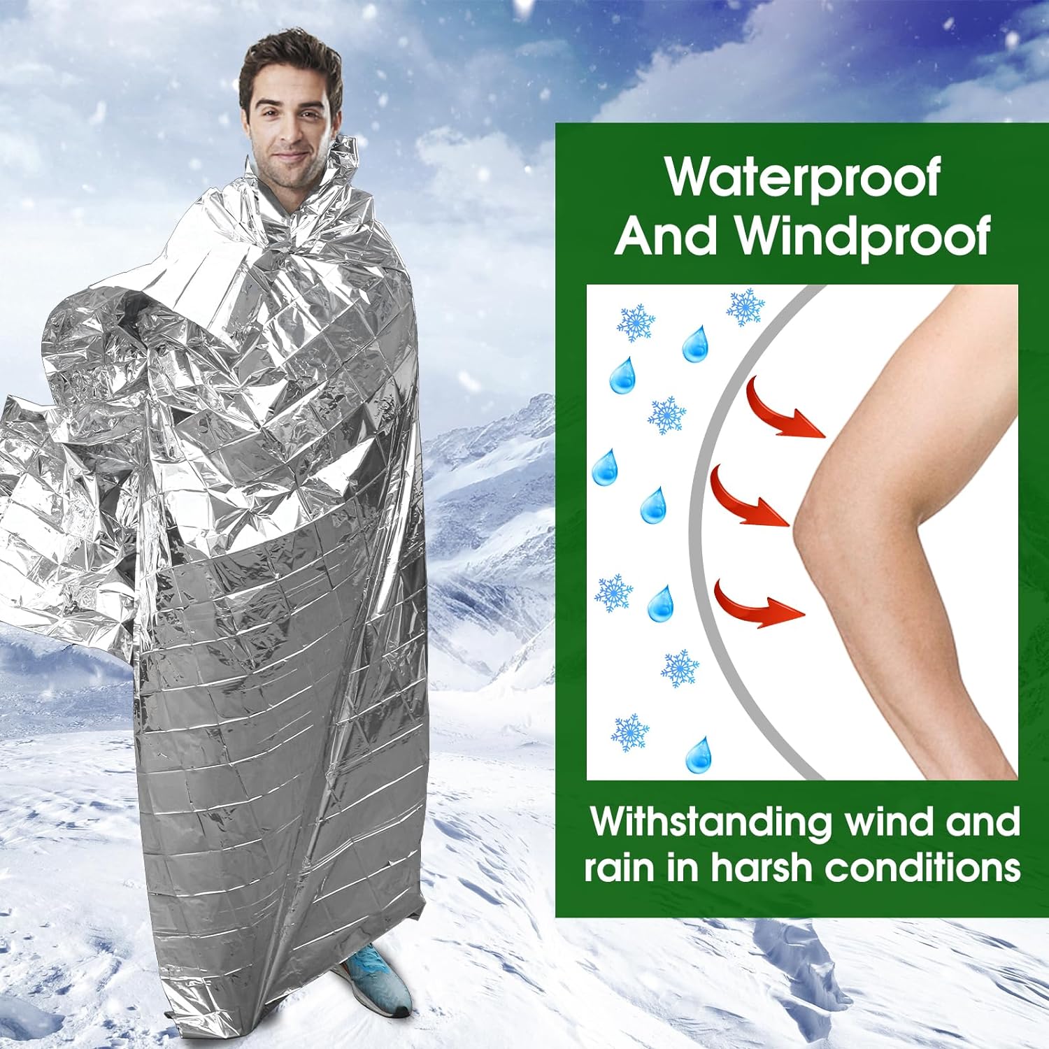 Survival Waterproof Space Blanket - Thermal Mylar Emergency Gear