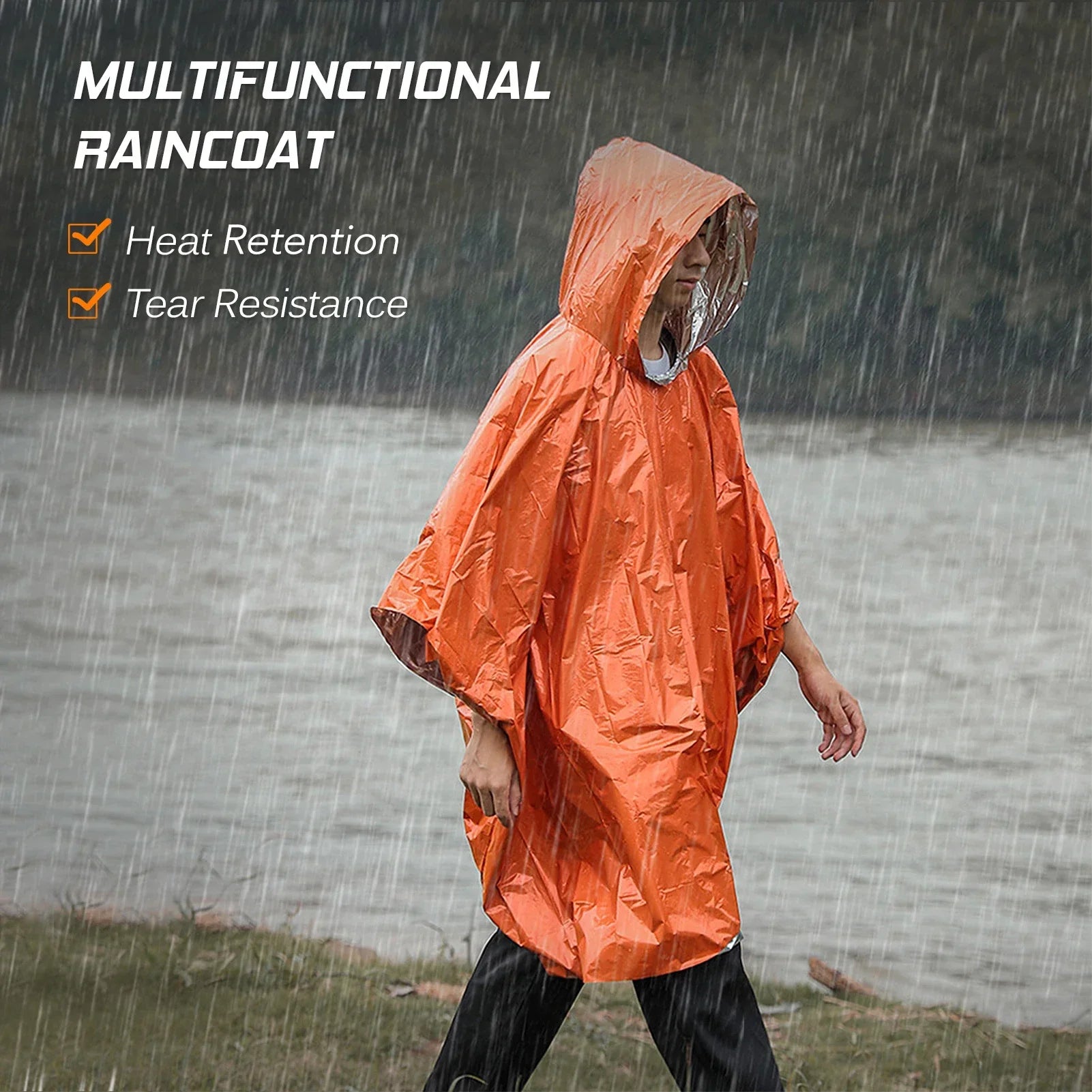 Thermal Rain Poncho for Emergencies