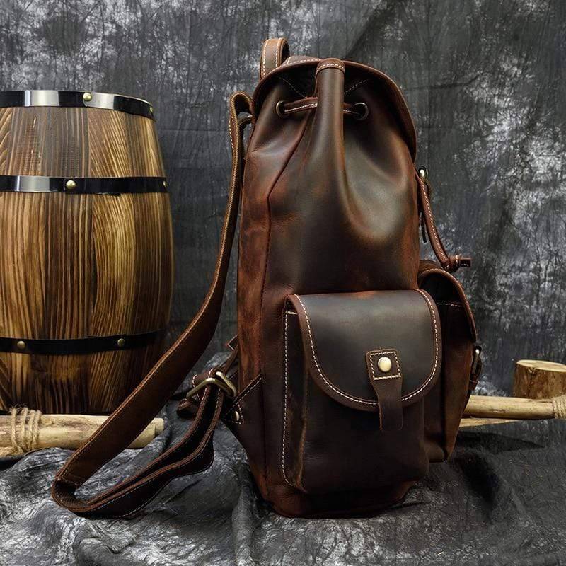 Thick Leather Backpack for Outdoor Use