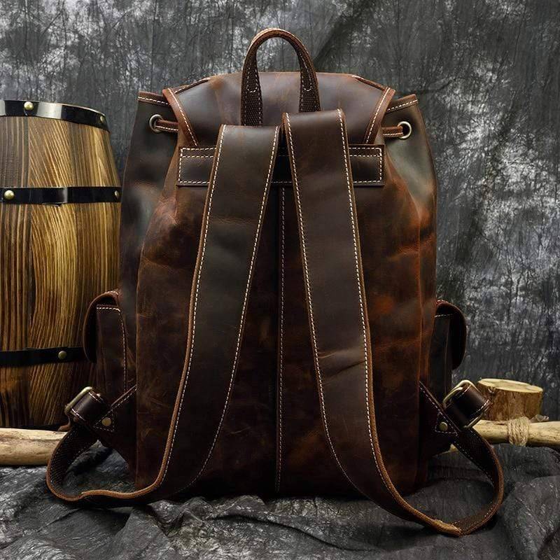 Thick Leather Backpack for Outdoor Use