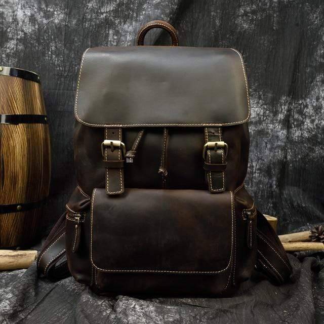 Thick Leather Backpack for Outdoor Use