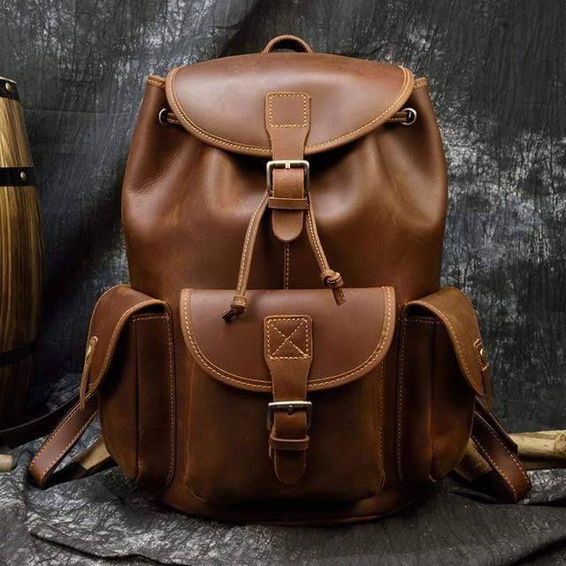 Thick Leather Backpack for Outdoor Use
