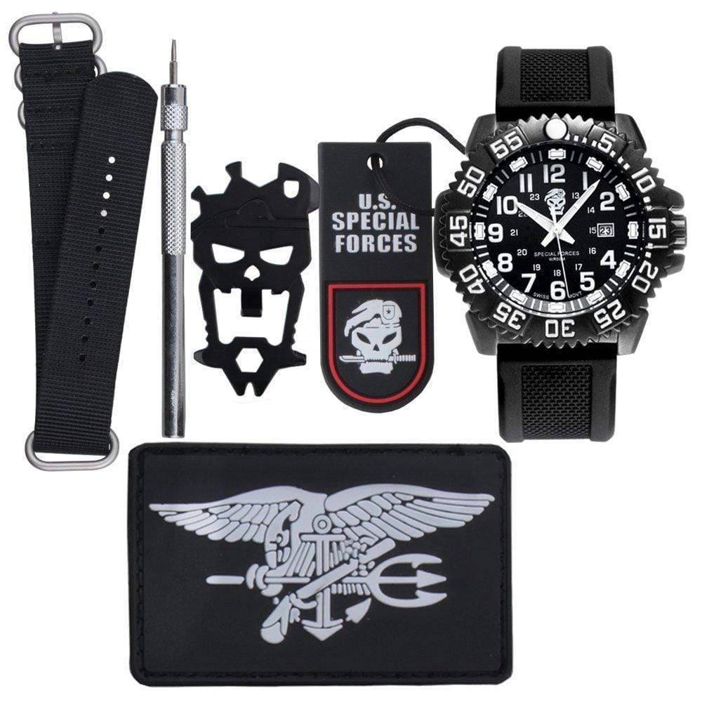 Waterproof Survival Watch for Tactical Use in Military Style