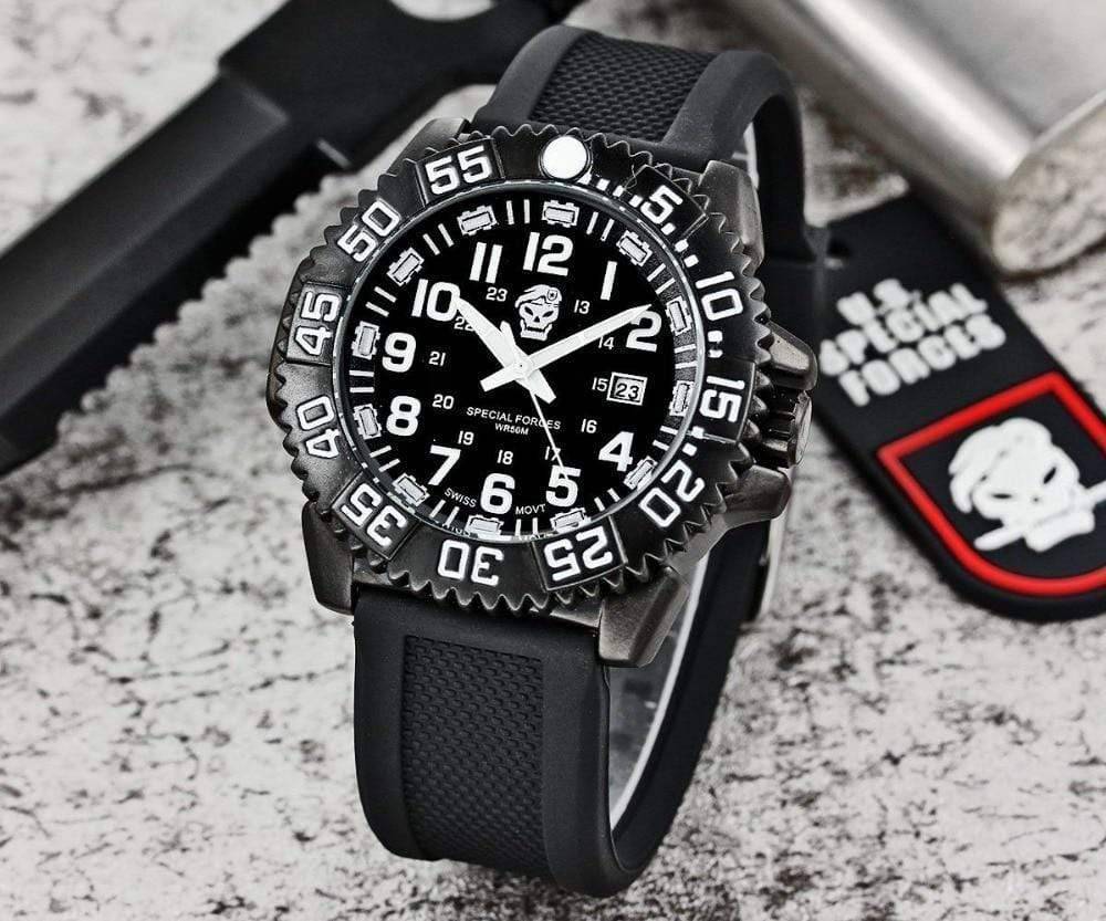 Waterproof Survival Watch for Tactical Use in Military Style