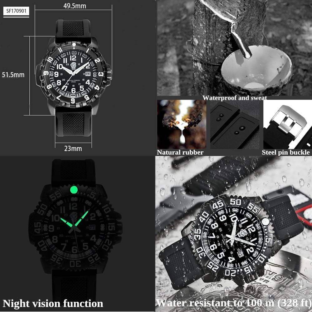 Waterproof Survival Watch for Tactical Use in Military Style