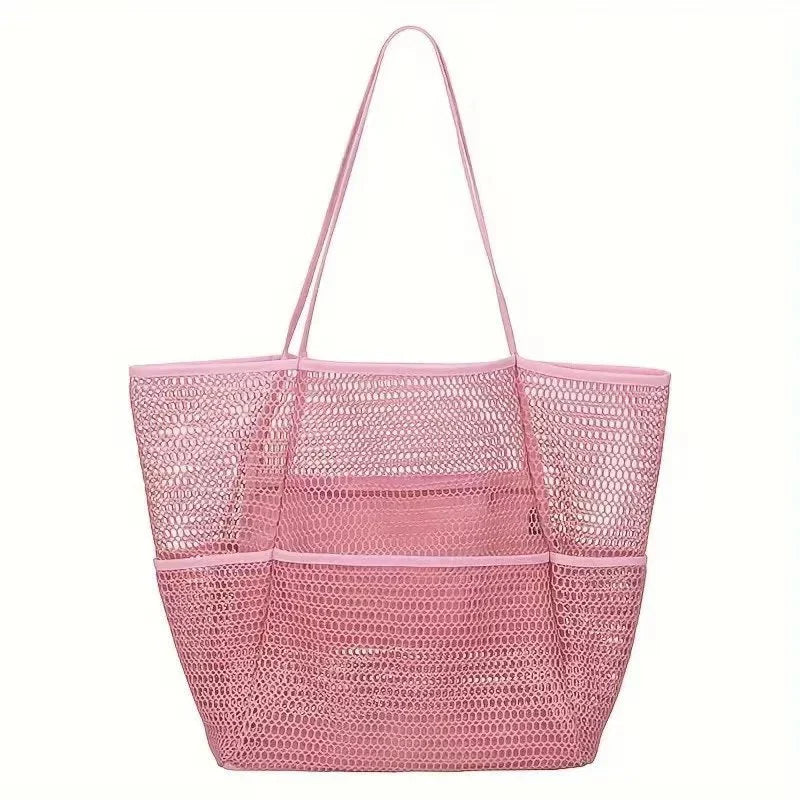 Mesh Tote Bag for Beach with Multiple Pockets