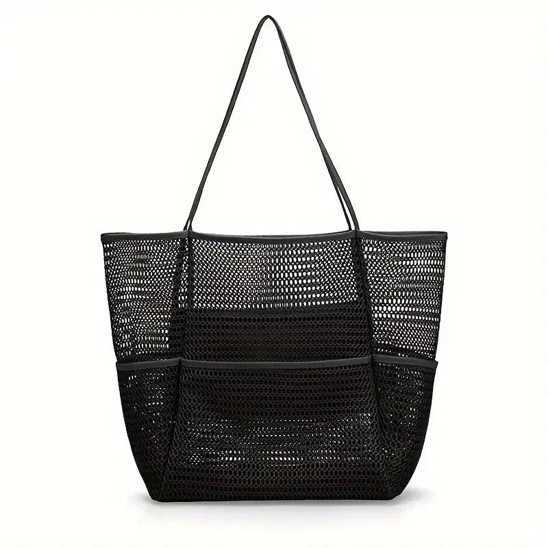 Mesh Tote Bag for Beach with Multiple Pockets