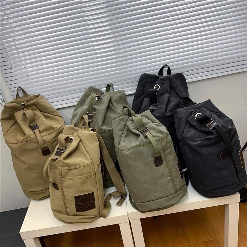 Canvas Hiking Backpack for Outdoors with Drawstring Fastening