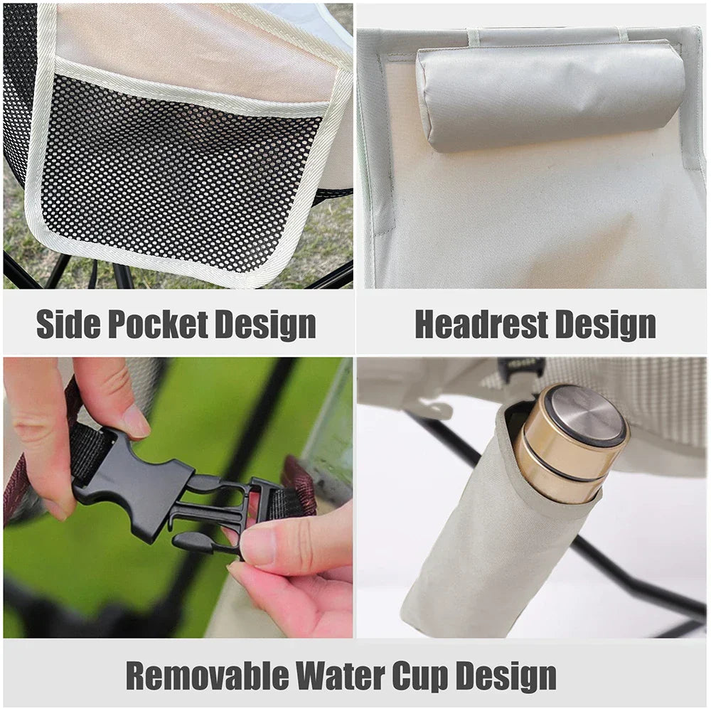 Folding Camp Chair with Head Support – Easy to Carry