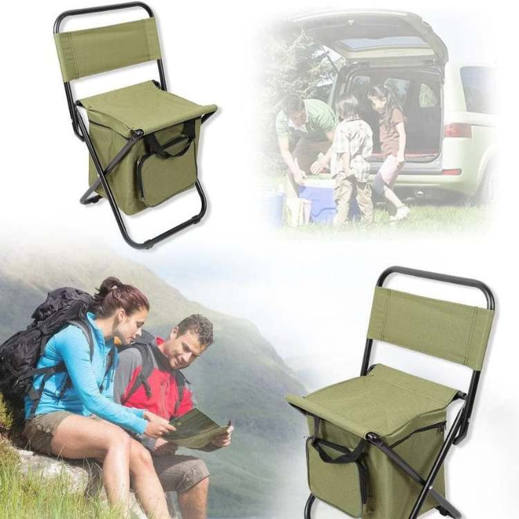 Folding Camping Chair with Cooler Bag – Portable Outdoor Seating