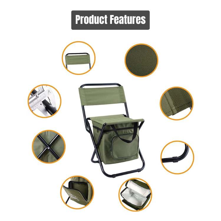 Folding Camping Chair with Cooler Bag – Portable Outdoor Seating