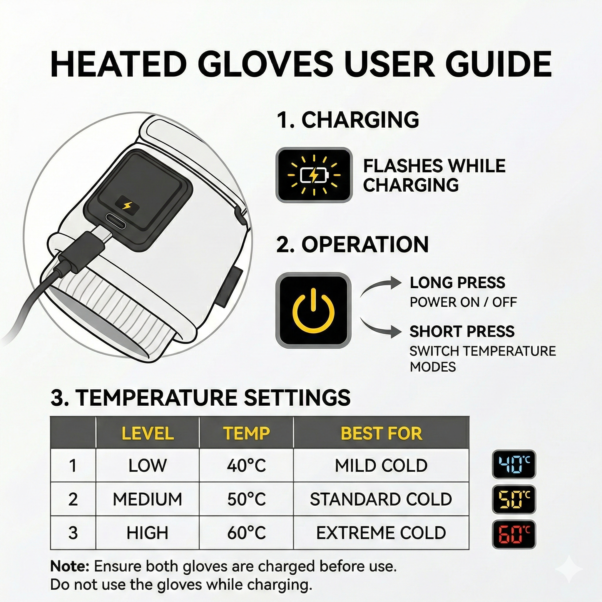 Winter Activity Heated Smart Gloves