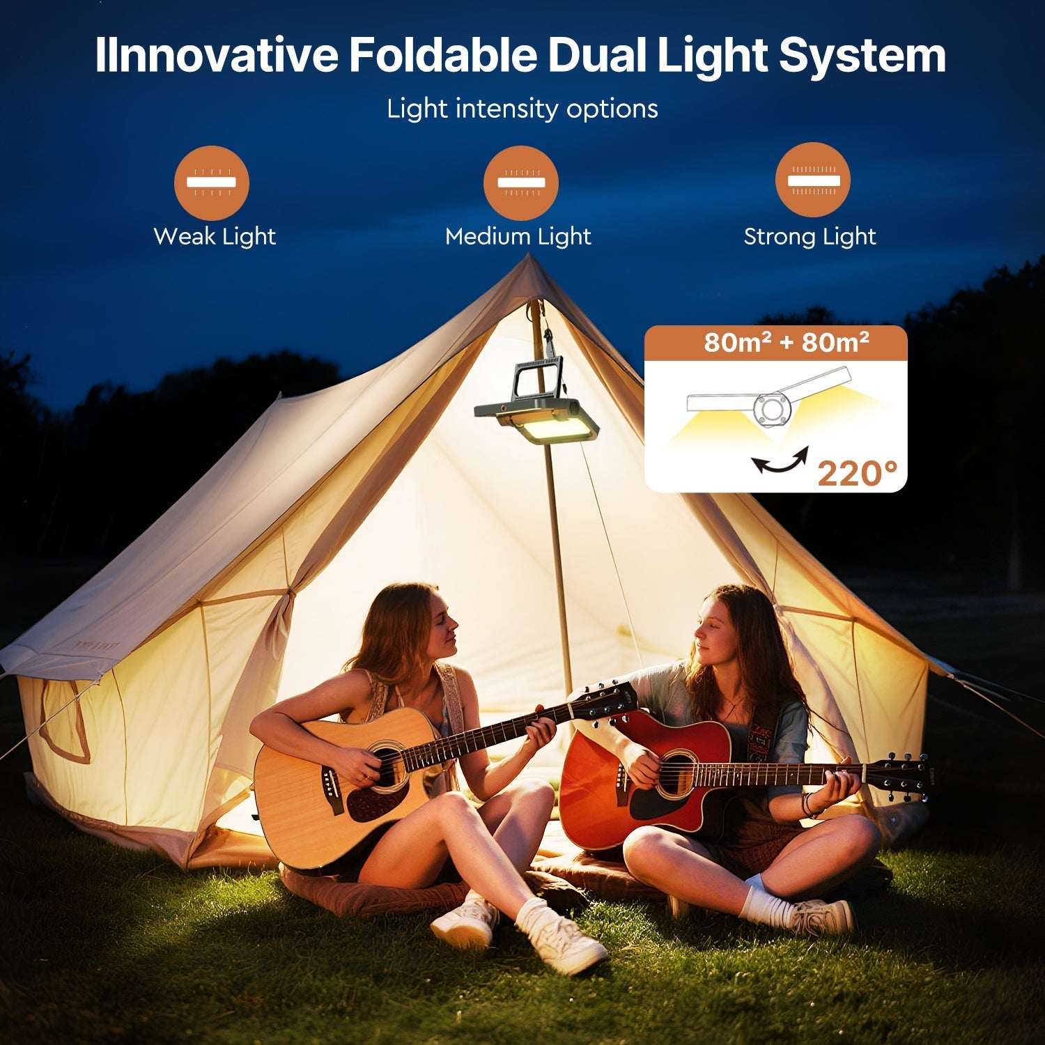Rechargeable Flood Light with Solar Power and USB Charging