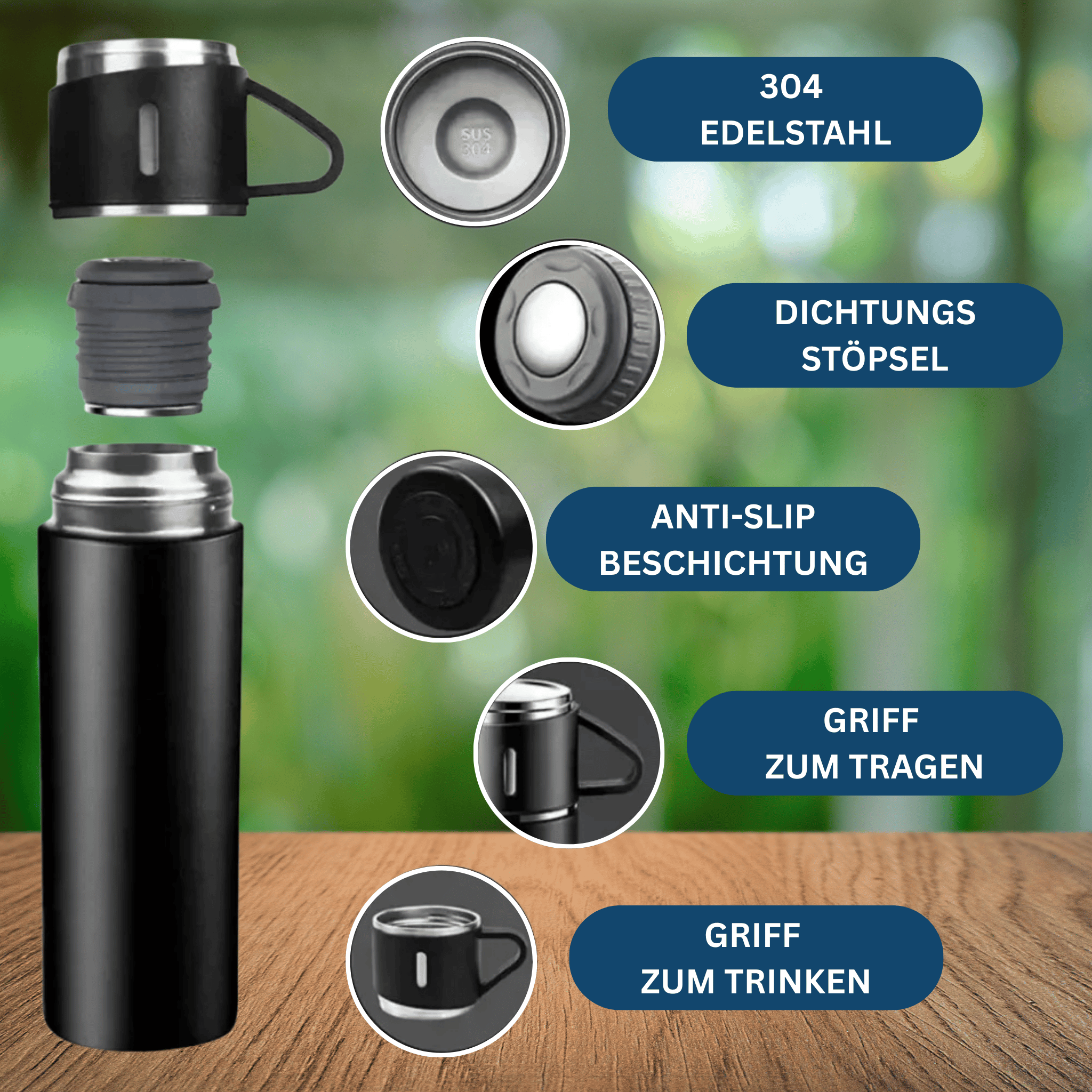 Thermal Flask with Vacuum Insulation – Stainless Steel Water Bottle