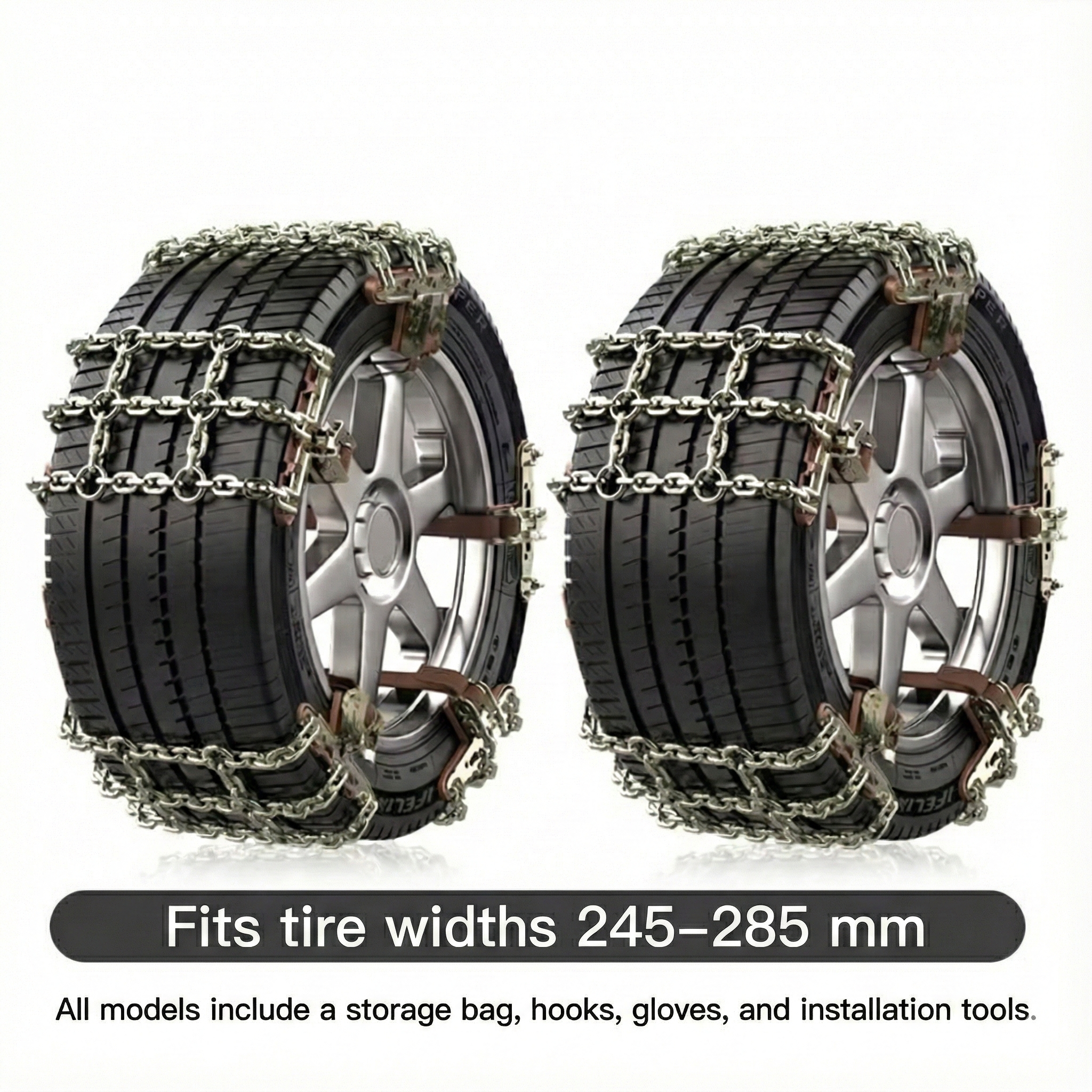 Traction Set for Snow - Universal Car Tire Chains with Easy Installation