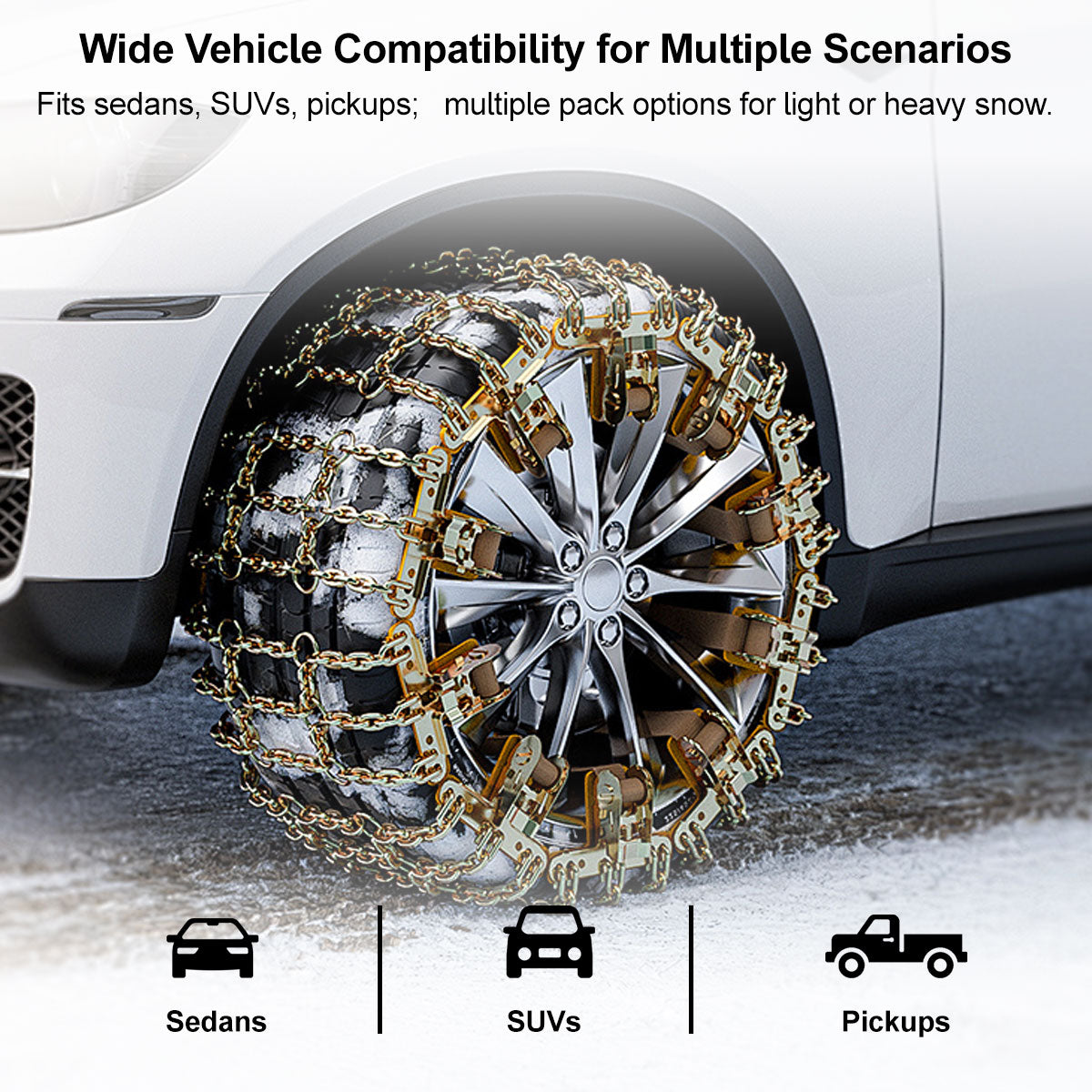 Traction Set for Snow - Universal Car Tire Chains with Easy Installation