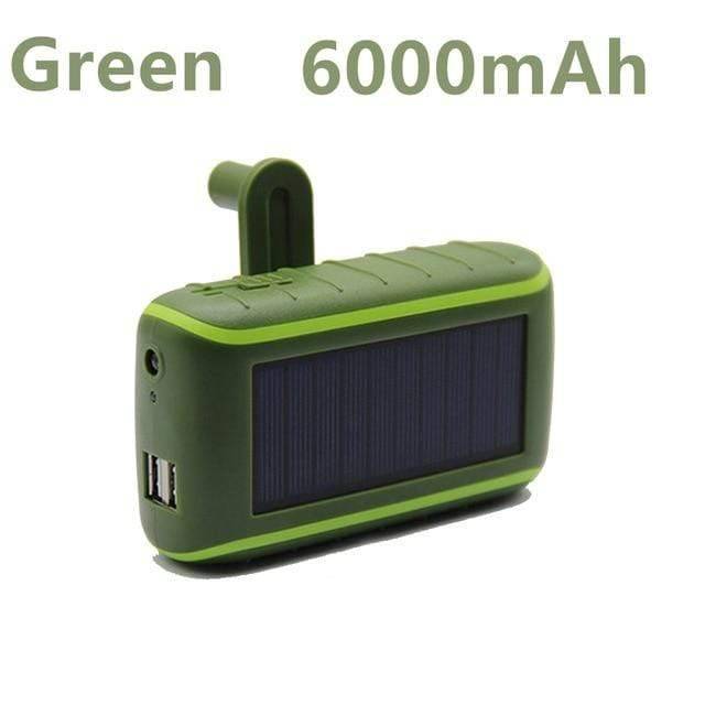 Solar Power Bank with Hand Crank and Flashlight – USB Compatible