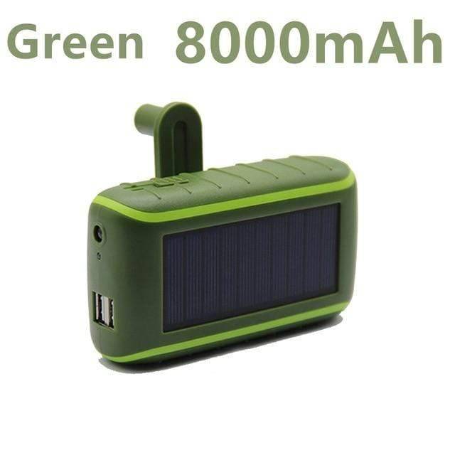 Solar Power Bank with Hand Crank and Flashlight – USB Compatible