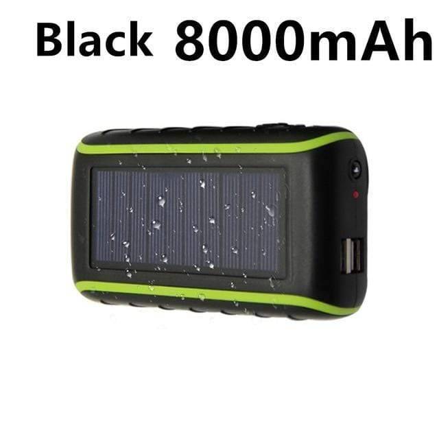 Solar Power Bank with Hand Crank and Flashlight – USB Compatible