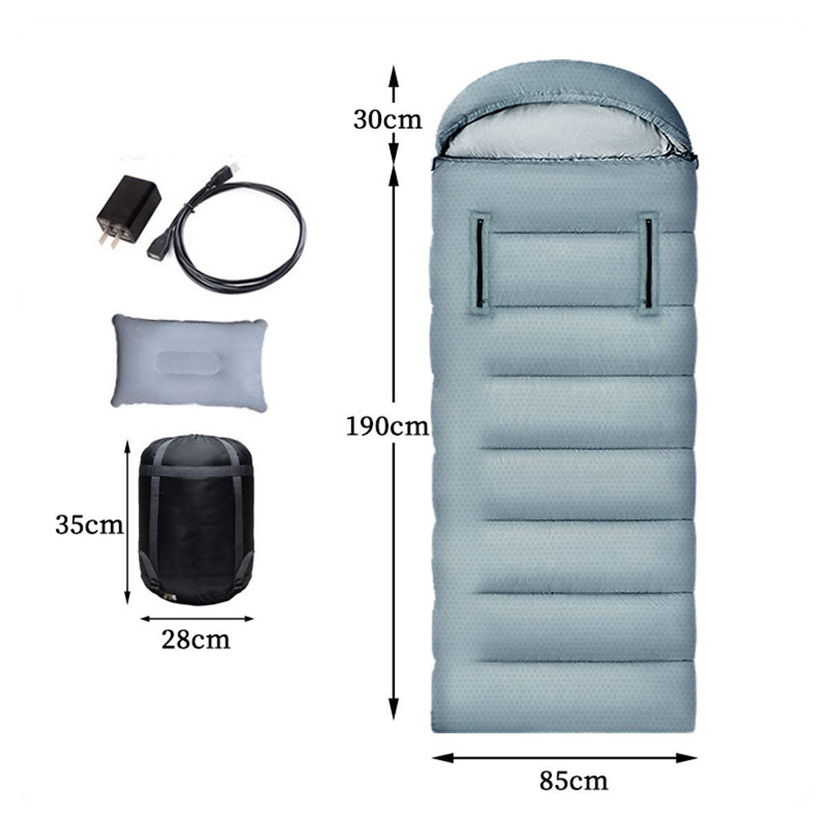 Winter Camping Sleeping Bag with USB Heating Feature