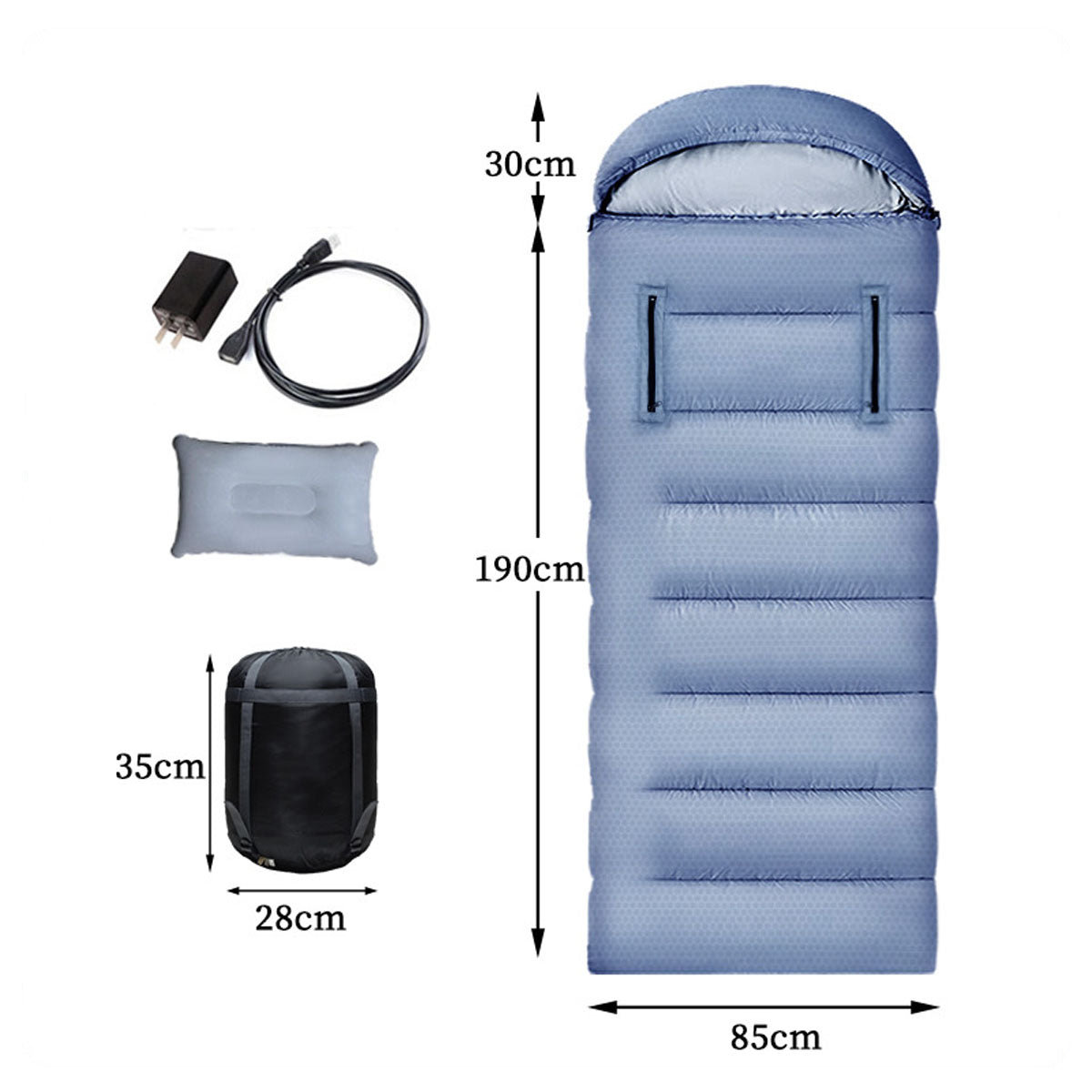 Winter Camping Sleeping Bag with USB Heating Feature