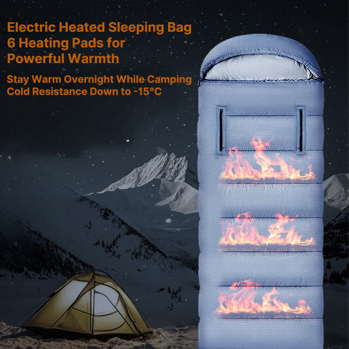Winter Camping Sleeping Bag with USB Heating Feature